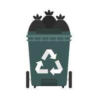 Flat illustration of trash can vector