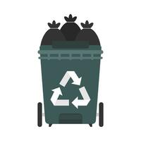 Flat illustration of trash can vector