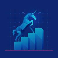 concept of unicorn startup or successful business, graphic of low poly unicorn with startup business elements vector