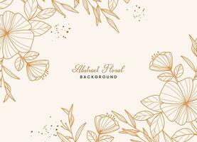 Hand drawn floral botanical background with line art flowers and leaves vector