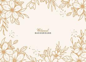 Hand drawn floral botanical background with line art flowers and leaves vector