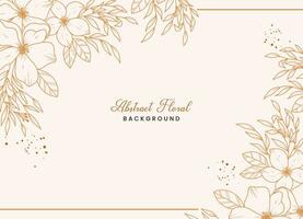 Hand drawn floral botanical background with line art flowers and leaves vector