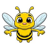 Cute bee cartoon on white background vector