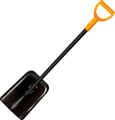 Square Garden Spade. Quality 3d illustration mockup. Shovel tool isolated on background.
