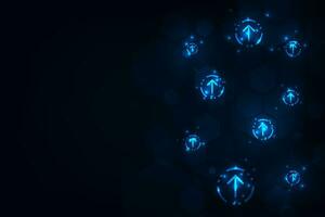 Vector line arrows abstract futurisit hi tech technology dark blue background.