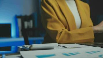 Audit concept,Administrator business man financial inspector and secretary making report calculating balance. Internal Revenue Service checking document. video