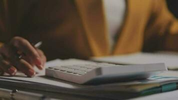 Audit concept,Administrator business man financial inspector and secretary making report calculating balance. Internal Revenue Service checking document. video