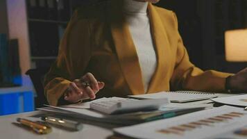 Audit concept,Administrator business man financial inspector and secretary making report calculating balance. Internal Revenue Service checking document. video