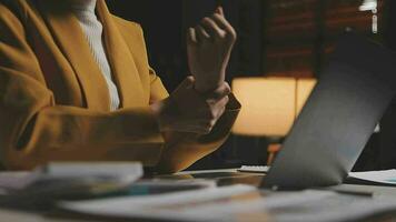 Audit concept,Administrator business man financial inspector and secretary making report calculating balance. Internal Revenue Service checking document. video