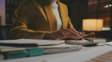 Audit concept,Administrator business man financial inspector and secretary making report calculating balance. Internal Revenue Service checking document. video