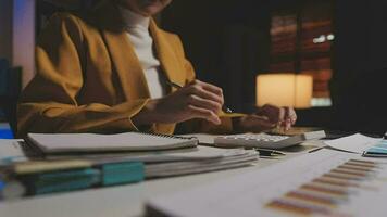 Audit concept,Administrator business man financial inspector and secretary making report calculating balance. Internal Revenue Service checking document. video