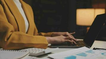 Audit concept,Administrator business man financial inspector and secretary making report calculating balance. Internal Revenue Service checking document. video
