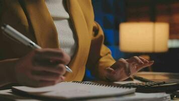 Audit concept,Administrator business man financial inspector and secretary making report calculating balance. Internal Revenue Service checking document. video