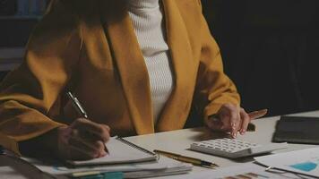 Audit concept,Administrator business man financial inspector and secretary making report calculating balance. Internal Revenue Service checking document. video