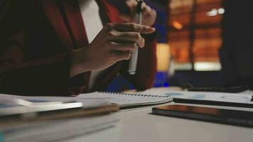 Audit concept,Administrator business man financial inspector and secretary making report calculating balance. Internal Revenue Service checking document. video