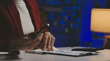 Audit concept,Administrator business man financial inspector and secretary making report calculating balance. Internal Revenue Service checking document. video