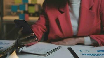 Audit concept,Administrator business man financial inspector and secretary making report calculating balance. Internal Revenue Service checking document. video