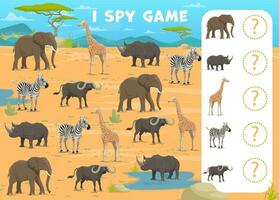 I spy game worksheet with African savannah safari vector