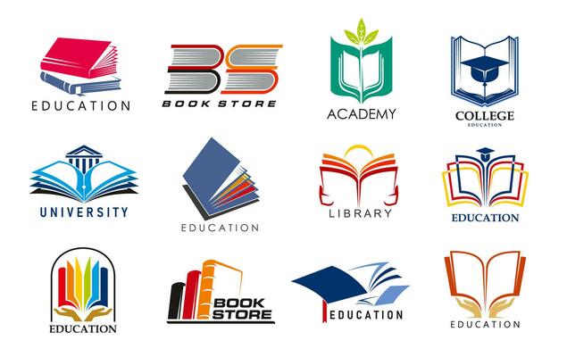 Education book icons, library, store or dictionary