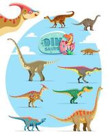 Cartoon dinosaurs comical personages collection vector