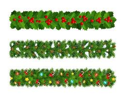 Christmas fir frame border isolated green branches vector