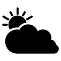 clouds and sun glyph icon vector