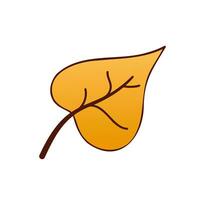 Isolated Birch Leaf orange. Vector illustration in doodle style. Leaf theme of autumn, botany, nature, ecology and planet plants. Hand drawn Design for natural and organic designs, icon, web elements.