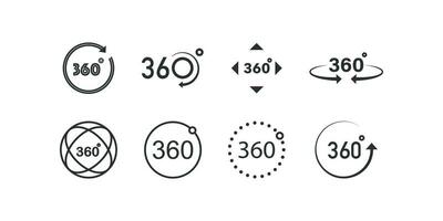 360 grados icono colocar. ángulo 360 vector