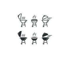 BBQ grill icon set. Barbecue vector