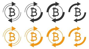 Refresh bitcoin icon. Repeat payment symbol. Sign update cripto curency vector. vector