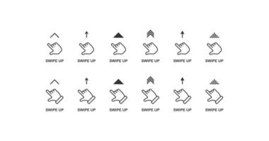 Finger swipe up icon set. Pressing the touch button with your finger up vector