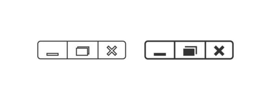 Minimize, close, exit icon set. Vector illustration.