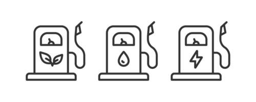 Biofuel, petrol, electric charging station icon set. Vector illustration design.