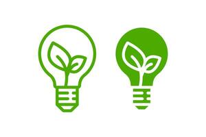 eco bulbo lámpara, bulbo lámpara y hoja, sostenible ecológico energía icono. vector ilustración diseño.