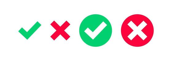 Green check mark and red cross icon. Vector illustration design.