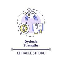 2D editable multicolor icon dyslexia strengths concept, simple isolated vector, dyslexia thin line illustration. vector