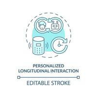 2D editable thin line icon personalized longitudinal interaction concept, isolated vector, blue illustration representing arena. vector