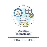 2D editable multicolor icon assistive technologies concept, simple isolated vector, dyslexia thin line illustration. vector