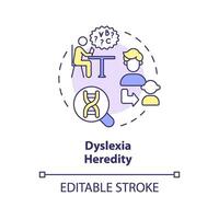 2D editable multicolor icon dyslexia heredity concept, simple isolated vector, dyslexia thin line illustration. vector