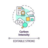 2D editable multicolor carbon intensity icon, simple isolated vector, climate metrics thin line illustration. vector