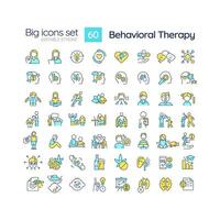 2D editable multicolor big line icons set representing behavioral therapy, isolated vector, linear illustration. vector