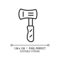 2D pixel perfect black axe icon, isolated vector, editable hiking gear thin line illustration. vector