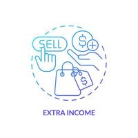 2D blue gradient icon extra income concept, simple isolated vector, C2C thin line illustration. vector