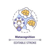 2d editable multicolor metacognición icono, sencillo aislado vector, aprendizaje teorías Delgado línea ilustración. vector