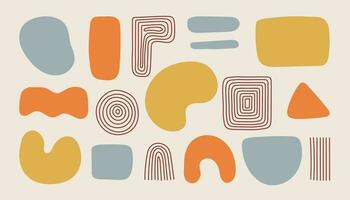 Mid century modern abstract shapes set vector