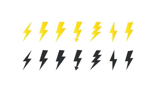Lightning icons set. Thunder vector