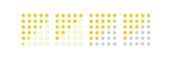 Five stars rating icon set. Evaluation of the rating in the application vector