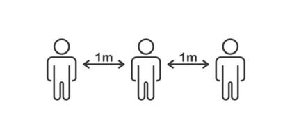 Social Distancing 1m icon. Keep the 1 meter distance vector