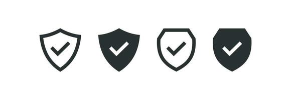 Shield with check mark icon set. Security shield vector