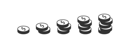 Stack coin dollar icon set. Cash coin vector